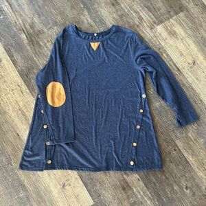 Blue long sleeve shirt with elbow patch